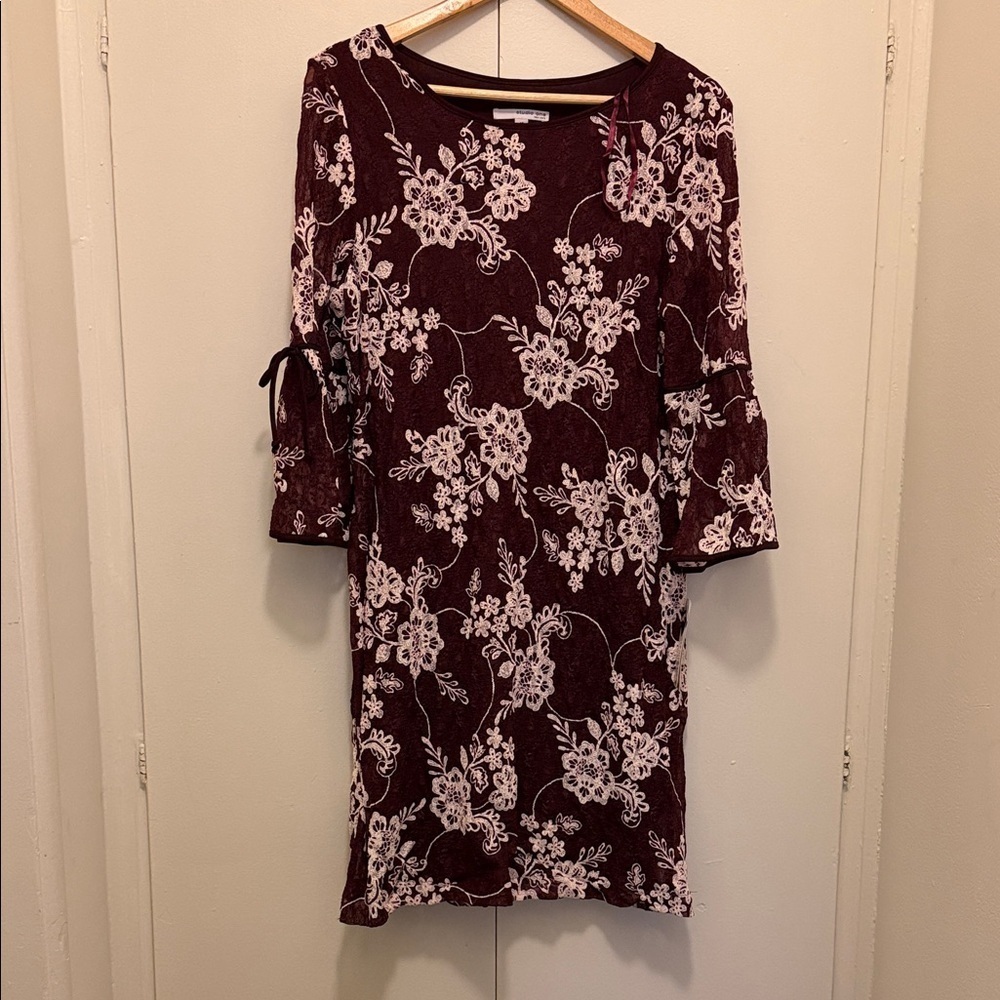 Studio One marrón Floral Long Sleeve Dress